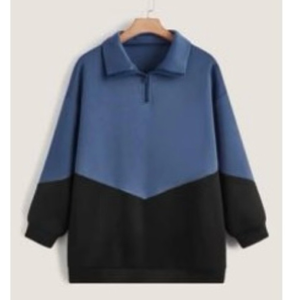 SHEIN Blue and Black Colorblock Sweater
